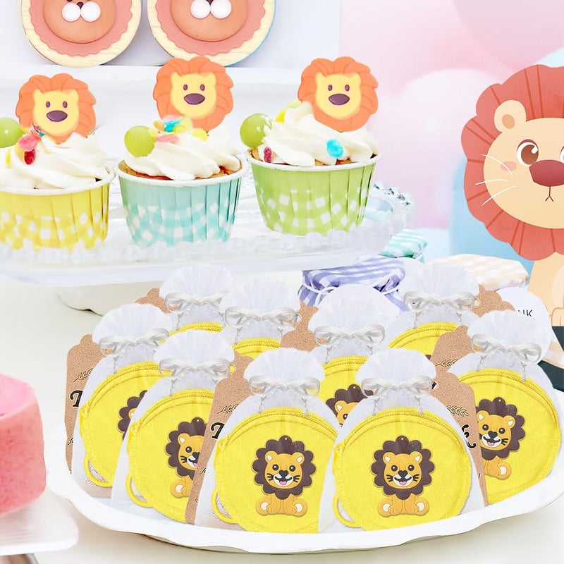 Elecrainbow 15 Pack Lion Mini Coin Purse with Keyrings for Lion Themed Goodie Bag Stuffer, Present for Lion Jungle Safari Animals Wild ONE Baby Shower Party Supplies,Yellow - Image 5